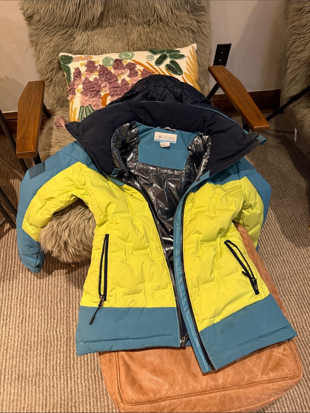Columbia Kids Two-Tone Puffer Jacket in Lime & Teal